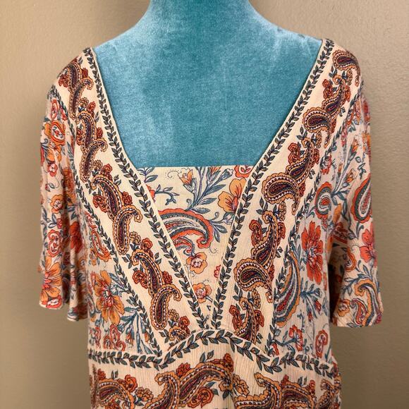 Bila Women XL BOHO Dress Midi 3 tiers Paisley - Picture 11 of 12